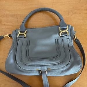 Chloe Marcie Leather Satchel (Medium) in Cashmere Grey